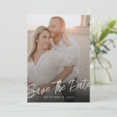 Chic Elegant Foto Vertikale Hochzeit Speichern Sie Einladung (Stehend Vorderseite)