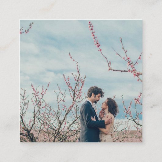 Chic Elegant Fotograf Foto Typografie Blush Quadratische Visitenkarte (Rückseite)