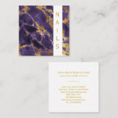 *~* Chic Elegant Girly Gold Lila Marmornägel Quadratische Visitenkarte (Vorne/Hinten)