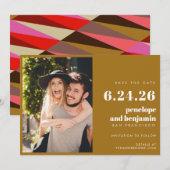 Chic Elegant Gold Bold Geometric Foto Wedding Save The Date (Vorne/Hinten)