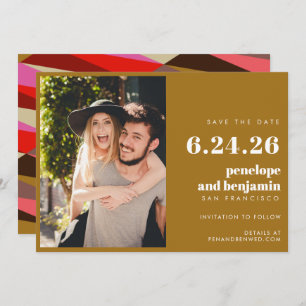 Chic Elegant Gold Bold Geometric Foto Wedding Save The Date
