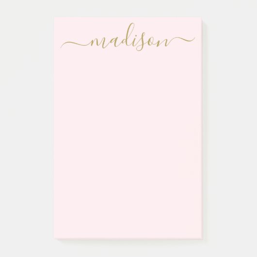 Chic Elegant Gold Calligraphy Script Name Post-it Klebezettel (Vorderseite)