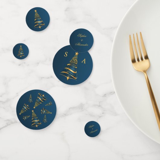 Chic Elegant Gold Christmas Tree Monogram Wedding Konfetti (Gruppe)