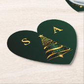 Chic Elegant Gold Christmas Tree Monogram Wedding Untersetzer (angewinkelt)