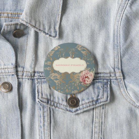 Chic Elegant Gold Damask Rose Button (Beispiel)