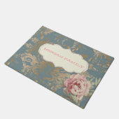 Chic Elegant Gold Damask Rose Fußmatte (Schrägansicht)