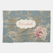 Chic Elegant Gold Damask Rose Geschirrtuch (Horizontal)