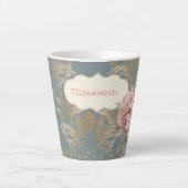 Chic Elegant Gold Damask Rose Milchtasse (Vorderseite)