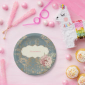 Chic Elegant Gold Damask Rose Pappteller (Party)