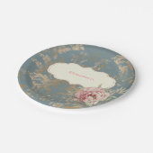 Chic Elegant Gold Damask Rose Pappteller (Schrägansicht)