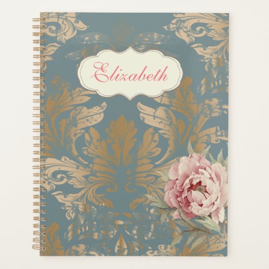 Chic Elegant Gold Damask Rose Planer (Vorderseite)