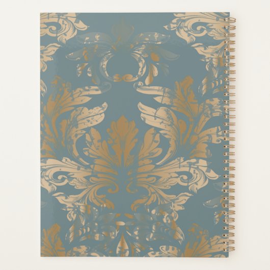 Chic Elegant Gold Damask Rose Planer (Rückseite)