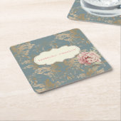 Chic Elegant Gold Damask Rose Rechteckiger Pappuntersetzer (angewinkelt)