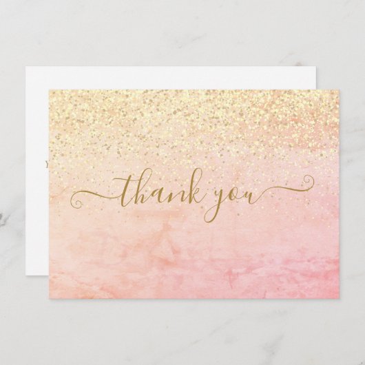 Chic Elegant Gold Glitzer Script Dankeskarte (Vorne/Hinten)