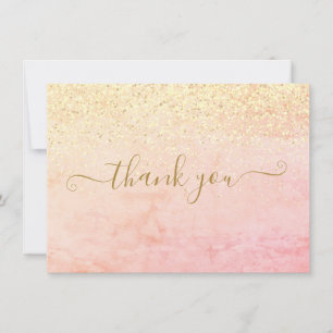 Chic Elegant Gold Glitzer Script Dankeskarte