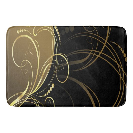 Chic, elegant, Gold, mit Blumen, Muster, modisch, Badematte (Vorderseite)