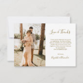 Chic Elegant Gold Script 5 Foto Collage Wedding Dankeskarte (Rückseite)