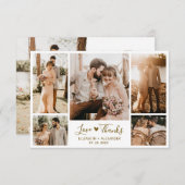 Chic Elegant Gold Script 5 Foto Collage Wedding Dankeskarte (Vorne/Hinten)