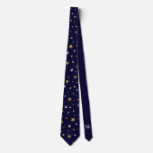 Chic Elegant Gold Silver Stars Navy Blue Monogram Krawatte (Vorderseite)