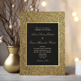 Chic Elegant Gold und Black Wedding Einladung