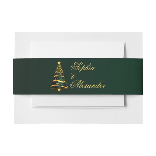 Chic Elegant Golden Christmas Tree Einladungsbanderole (Vorderseite Beispiel)