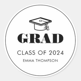 Chic Elegant Graduation Cap Class Year Runder Aufkleber