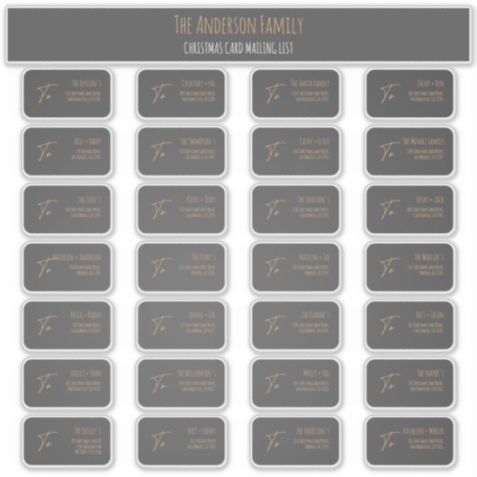 Chic Elegant Grey Christmas Card Mailing Label Set (Vorderseite)