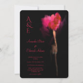 Chic Elegant Hot Red Tulip Floral Monogram Wedding Einladung (Vorderseite)