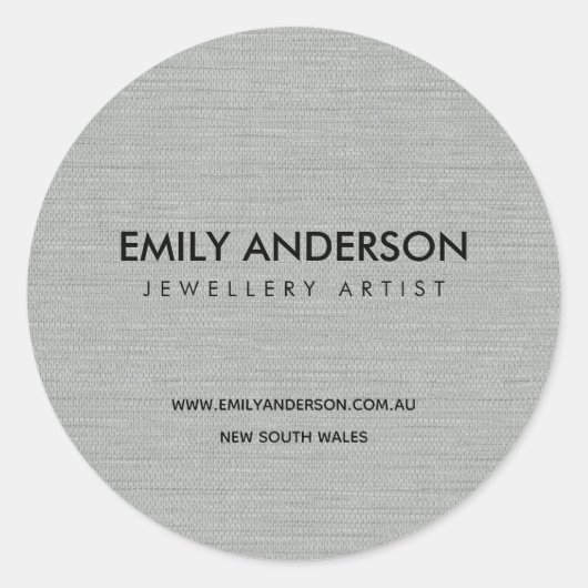 CHIC ELEGANT IMITATE SILVER FABRIC TEXTURE BUSINES RUNDER AUFKLEBER (Vorderseite)