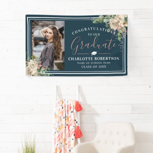 Chic Elegant Ivory & Blush Foto Abschluss Banner (Insitu)