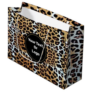 Chic Elegant Leopard Animal Print Personalisiert Große Geschenktüte