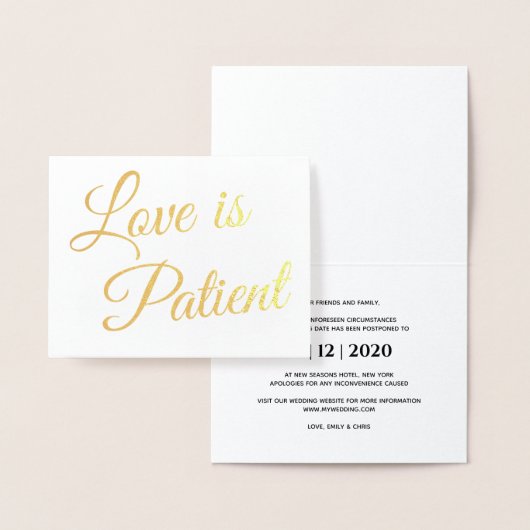 Chic Elegant Liebe ist geduldiges HochzeitGold Folienkarte (Anzeige)