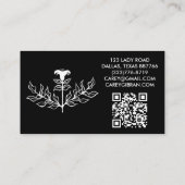 Chic Elegant Lily Line Zeichnend CUSTOM QR Code Visitenkarte (Rückseite)