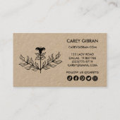 Chic Elegant Lily Line Zeichnend Social Icons Kraf Rabattkarte (Rückseite)