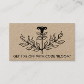 Chic Elegant Lily Line Zeichnend Social Icons Kraf Rabattkarte (Vorderseite)