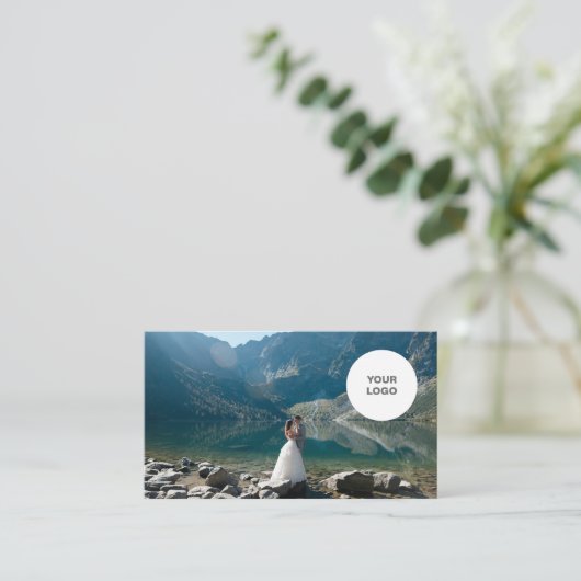 Chic Elegant Logo Hochzeitsplaner Fotograf Visitenkarte (Stehend Vorderseite)