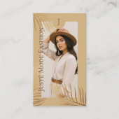 Chic Elegant Luxury Gold Palm Tree Photo Monogram Visitenkarte (Vorderseite)