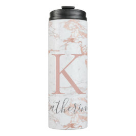 Chic Elegant Marmor und Rose Gold Foil Monogramm Thermosbecher