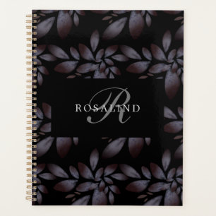 Chic Elegant Matte Floral Muster Mit Monogramm Planer