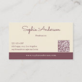 Chic Elegant Mauve & Creme mit QR-Code Visitenkarte (Rückseite)