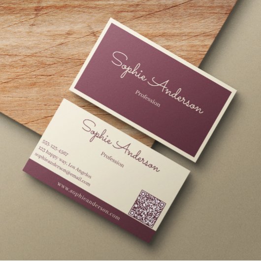 Chic Elegant Mauve & Creme mit QR-Code Visitenkarte
