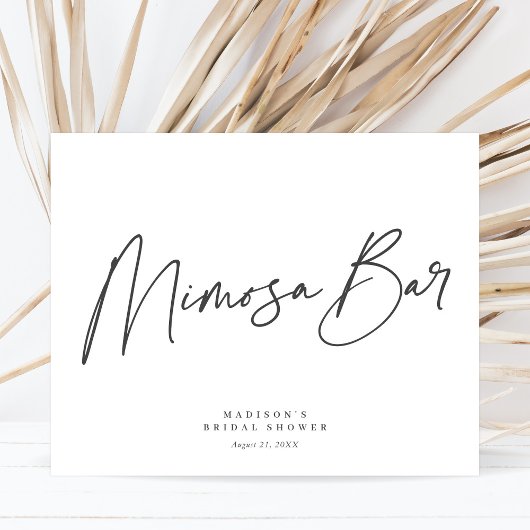 Chic Elegant Minimal Brautparty Mimosa Bar Sign Poster
