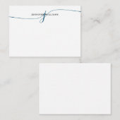 Chic Elegant Minimal Navy Blue Script Monogram Mitteilungskarte (Vorne/Hinten)