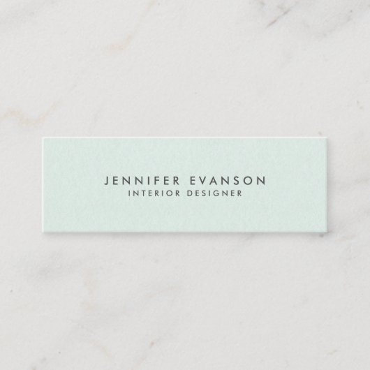 Chic Elegant Mint Green Minimalistisch Mini Visitenkarte (Vorderseite)