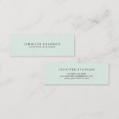Chic Elegant Mint Green Minimalistisch Mini Visitenkarte (Vorne/Hinten)