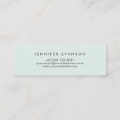 Chic Elegant Mint Green Minimalistisch Mini Visitenkarte (Rückseite)