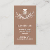 Chic Elegant Mocha Brown Lily Line Zeichnend CUSTO Visitenkarte (Rückseite)