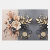 Chic Elegant Mutierte-Tone Winter Florals Design Geschenkpapier Set (Vorderseite 3)
