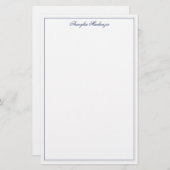 Chic Elegant Navy Blue Personalisiert Briefpapier (Vorne/Hinten)