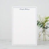 Chic Elegant Navy Blue Personalisiert Briefpapier (Stehend Vorderseite)